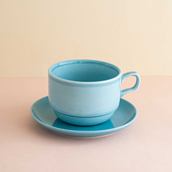 Чашка чайная 250 мл с блюдцем "Голубой" 