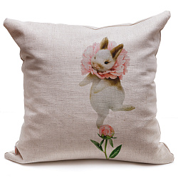 Подушка декоративная "Крольчонок/Розовый пион", 45 на 45 см