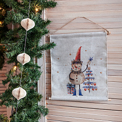 Постер текстильный "Снеговик-волшебник"