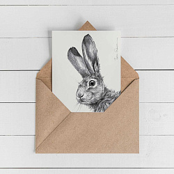 Открытка с конвертом "Ушастый заяц" 