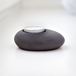 Подсвечник для чайных свечей "Камень овальный" (серый)