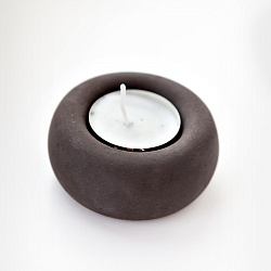 Подсвечник для чайных свечей "Камень круглый" (серый)