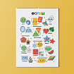 Комплект детских развивающих плакатов на пружине 9 шт. (алфавит, счет, фигуры, цвета, часы, дни)