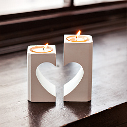 Парный подсвечник для чайных свечей "Сердце" (белый)