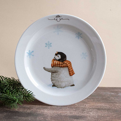 Тарелка 20 см "Пингвиненок и снежинки" 