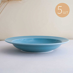 Набор из 5-ти глубоких тарелок 22,5 см "Голубой" 