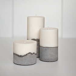 Набор эко-свечей из соевого воска в бетоне "ЭВЕРЕСТ" (комплект 3 свечи)